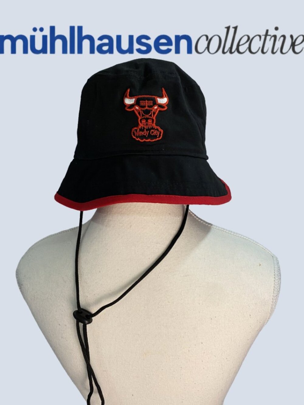 New Era Chicago Bulls Bucket Hat Windy City Black Red Size Large NBA